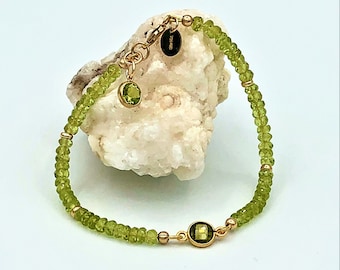 Peridot Bracelet in Gold August Birthstone 16nd anniversary gemstone gift Gift for Her Gift for Him