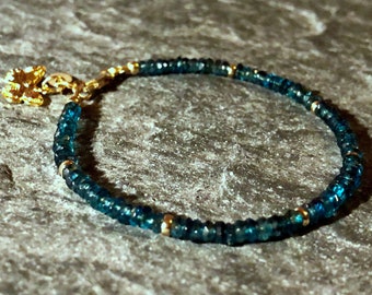 Blue Topaz Gemstone Bracelet in Gold December Birthstone 4th Anniversary Third Eye Chakra Gift for Her Gift for Him Gift for Mother