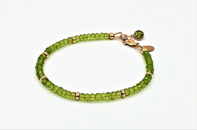 Peridot Bracelet in Gold August Birthstone 16nd anniversary gemstone gift Gift for Her Gift for Him