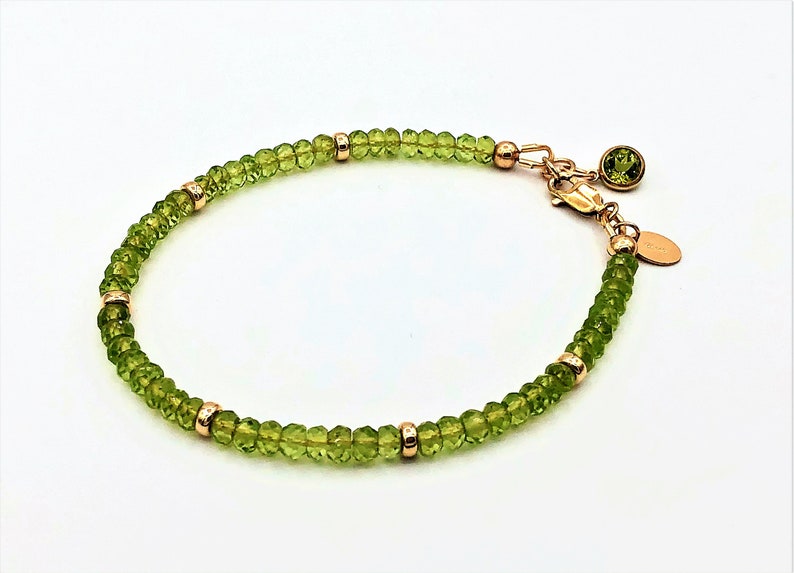 Peridot Bracelet in Gold August Birthstone 16nd anniversary gemstone gift Gift for Her Gift for Him