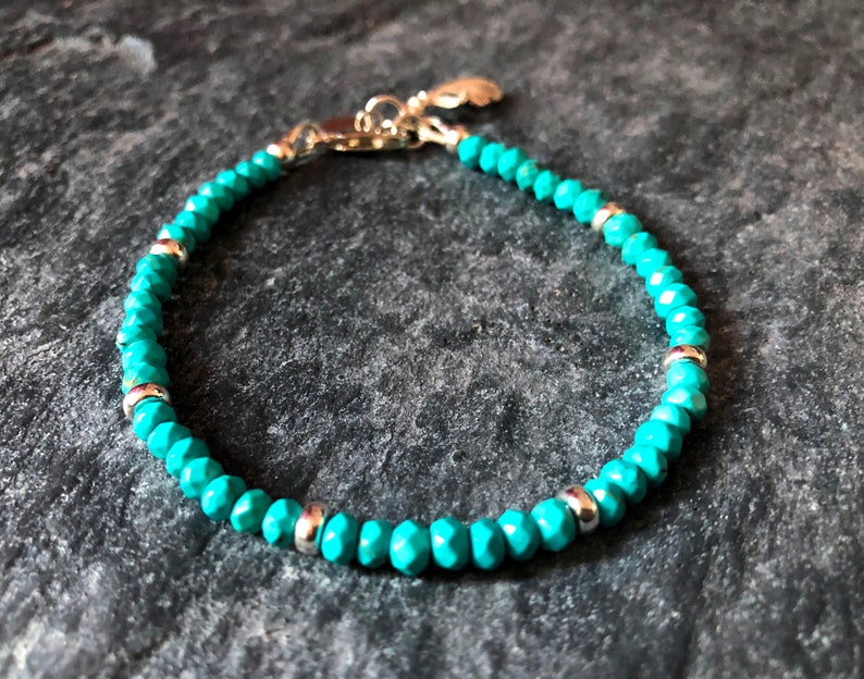 Turquoise gemstone bracelet in Sterling Silver December Birthstone 11th anniversary gemstone gift Gift for Her Gift for Him