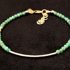 Emerald Sparkling Bar Gemstone Bracelet in Gold May Birthstone 20th and 55th Anniversary Gift for Her Gift for Him