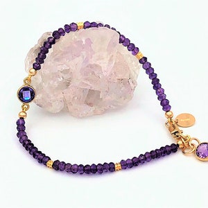 Amethyst Edelstein Armband in Gold Februar Birthstone 6. Jahrestag Geschenk für sie Geschenk für ihn Geschenk für Freund