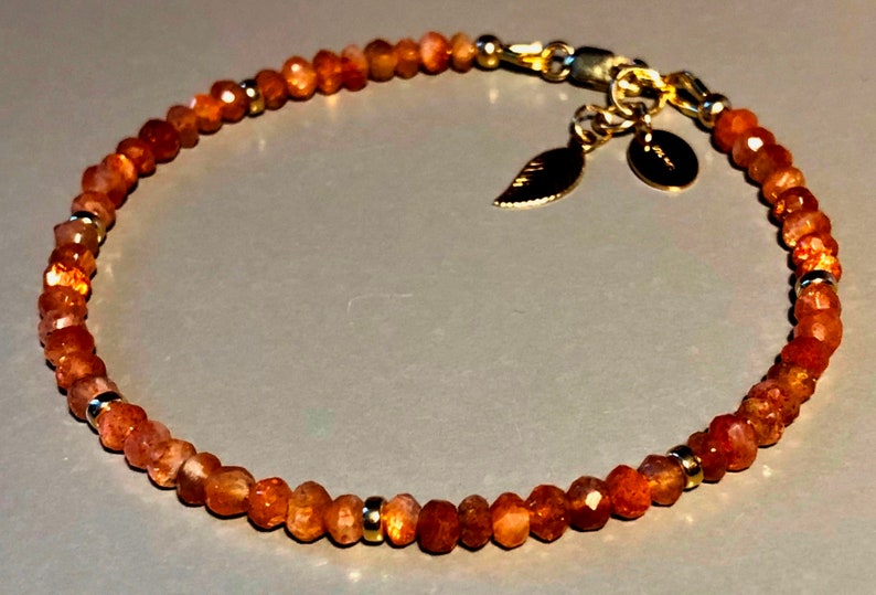 Sunstone Bracelet in Gold Leo Libra Gift for Her