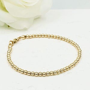 3 mm armband med kulpärlor: Minimalistiska stapelbara smycken, 14K guld