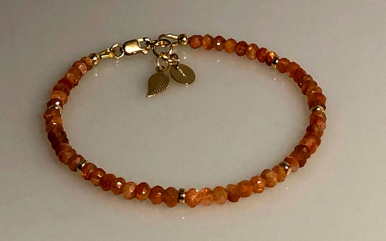 Sunstone Bracelet in Gold Leo Libra Gift for Her