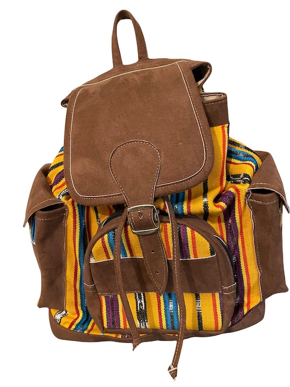 Striped Huipil | Suede| Commando | Backpack | Bookbag  display picture 3