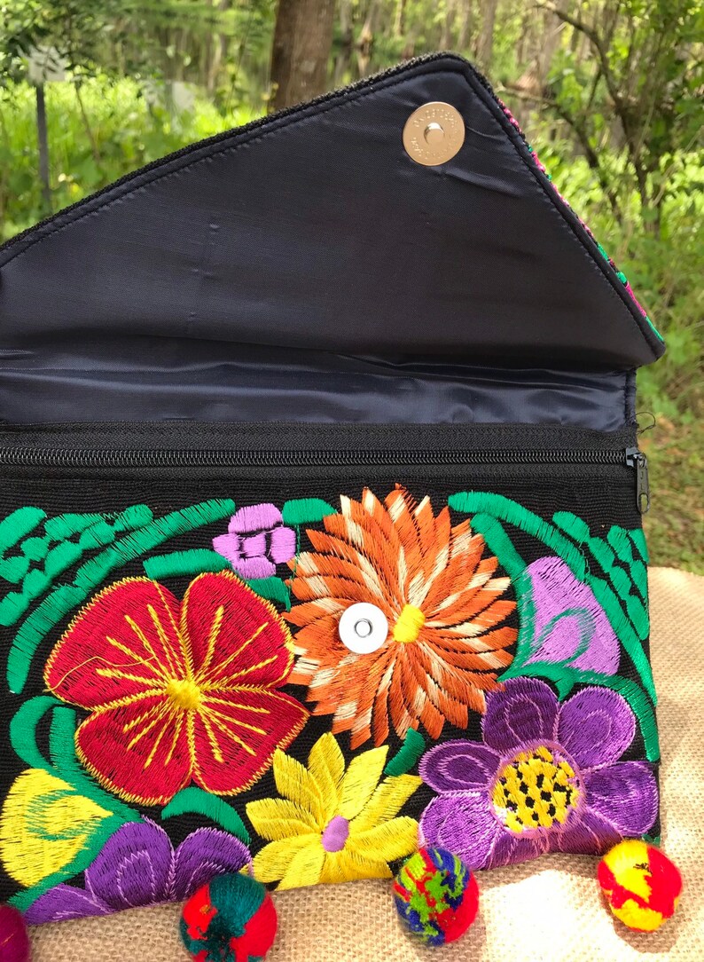 Flower Embroidered Crossbody Purse Guatemala Artisan Etsy