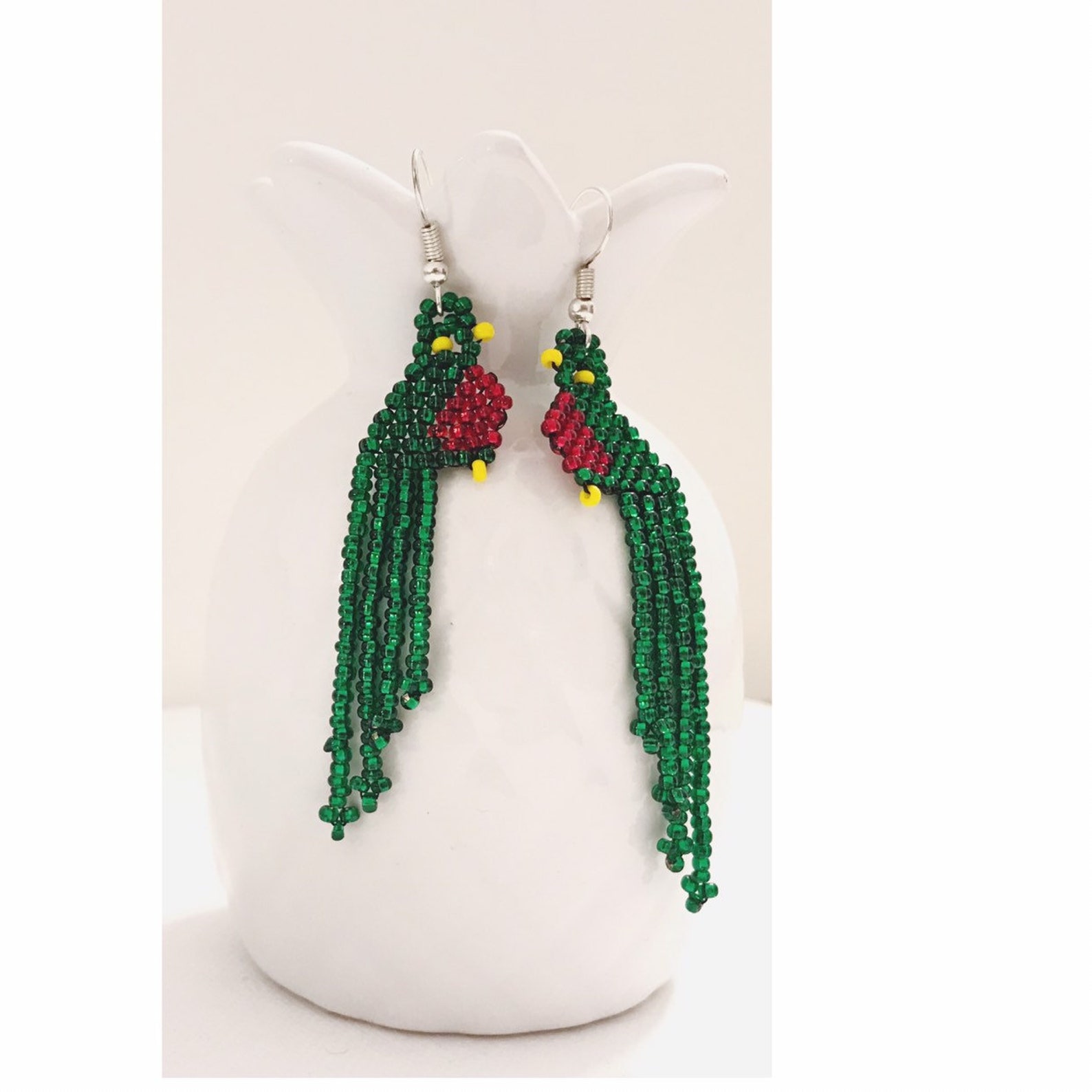 Quetzal handmade Fringe Seed beaded Earringslong Etsy