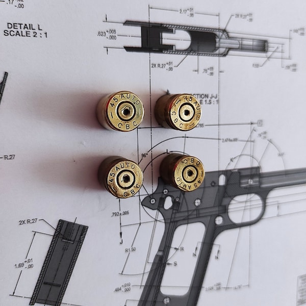 Aimant frigo x4 calibre 45 auto