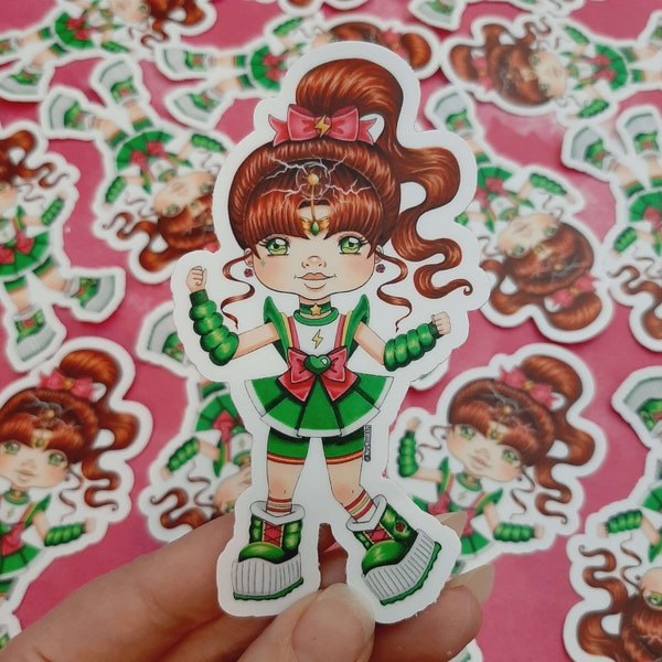 Sailor Cutie Jupiter Makoto Vinyl Sticker | Anime Girl | Magical Sailor Scout