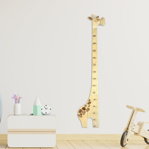 Giraffe Growth Chart for Kids - Height Ruler Wall Decor, Toddlers Playroom Wall Decor, Cute Wood Wall Ruler