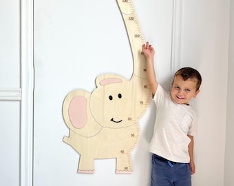 Elephant Growth Chart: Personalized Wooden Height Ruler, Boho Nursery Decor, Wall Decor for Kids - US Duty Free!