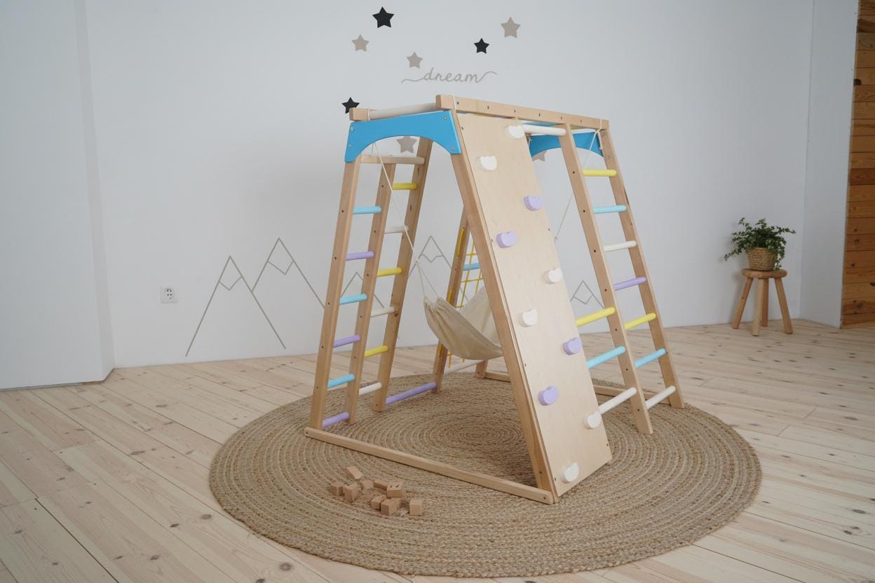 Brolteja Grand Jouet D'escalade, échelle En Bois Avec Anneaux Suspendus