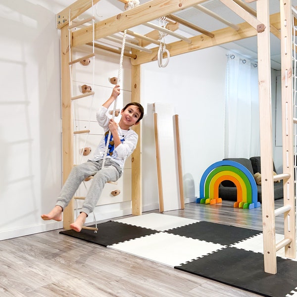 Foldable Indoor Playground, Swedish Ladder, Indoor Playhouse, Jungle Gym, Montessori Climbing Wall, Toddler Tower, Kids Gift