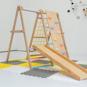 Montessori Climbing triangle with accessories, Christmas Gift for Toddlers, Indoor Jungle Gym, Slide, Swing, Indoor playground