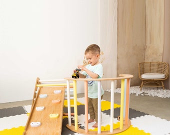 Montessori Climbing Triangle Set: Beech Wood Arch, Ramp, Slide- U.S. DUTY FREE!!