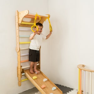 Multifunctional Montessori Climbing Triangle, Swedish Ladder Set, Climbing wall, Toddler Tower, Playroom Furniture, Wall Bars, Wooden ladder