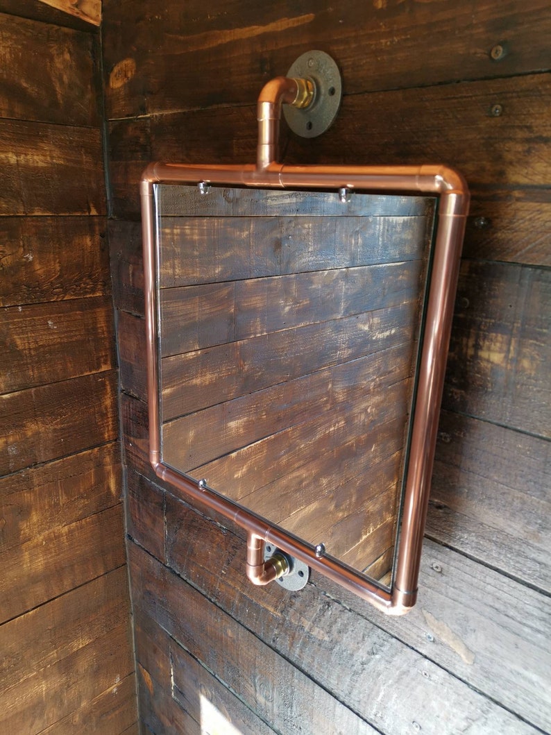 Industrial copper pipe toilet bathroom mirror Etsy