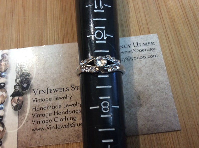 Vintage Clear Rhinestone Silvertone Setting Costume Jewelry Ring by VinJewels Studio Located in Abbotsford BC Canada