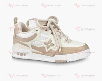 LV Skate Trainers "Beige" Sneakers, Unisex schoenen voor volwassenen, Sneakers, Verjaardagscadeau