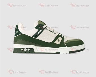 Lv Trainer Sneaker Groen, Unisex volwassen schoenen, sneakers, verjaardagscadeau