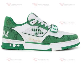 LV Trainer Monogram Groen, Unisex volwassen schoenen, sneakers, verjaardagscadeau