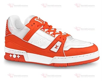 LV Trainer Monogram Oranje, Unisex volwassen schoenen, sneakers, verjaardagscadeau