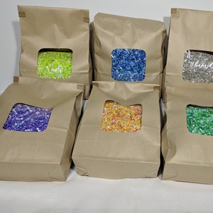 1 KG of Shredded HDPE #2 Plastic, using a Precious Plastic Shredder, in our workshop in Newmarket, Ontario