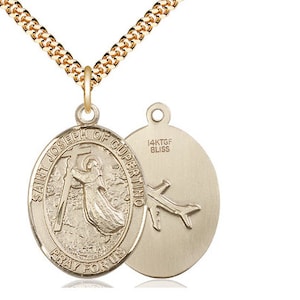 St Joseph of Cupertino  Pendant on a 24 inch Gold Plate Heavy Curb Chain.