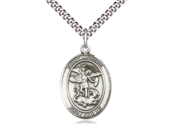St Michael the Archangel Sterling Silver Pendant on a 24 Inch - Etsy