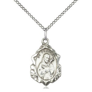 St. Francis Sterling Silver Pendant on a 18 inch Sterling Silver Light Curb Chain.