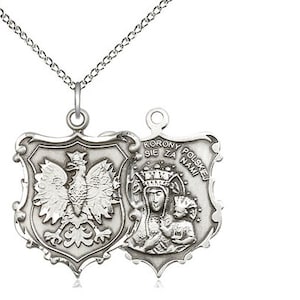 Our Lady of Czestochowa Sterling Silver Pendant  on a 18 inch Sterling Silver Light Curb Chain.
