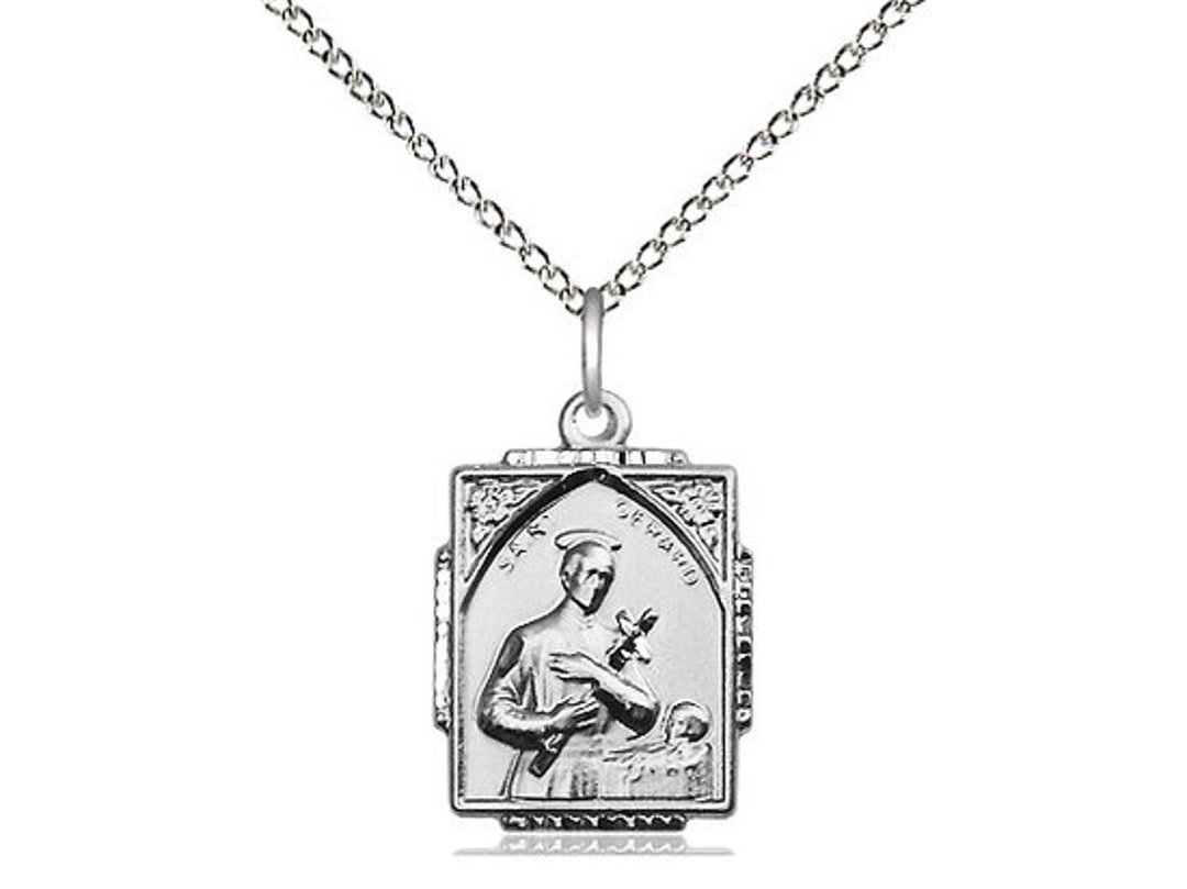 St Gerard Sterling Silver Pendant on a 18 Inch Sterling Silver Light ...