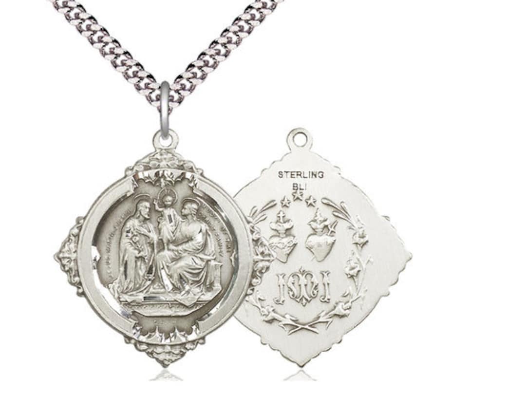 Holy Family Sterling Silver Pendant on a 24 Inch Light Rhodium Heavy ...