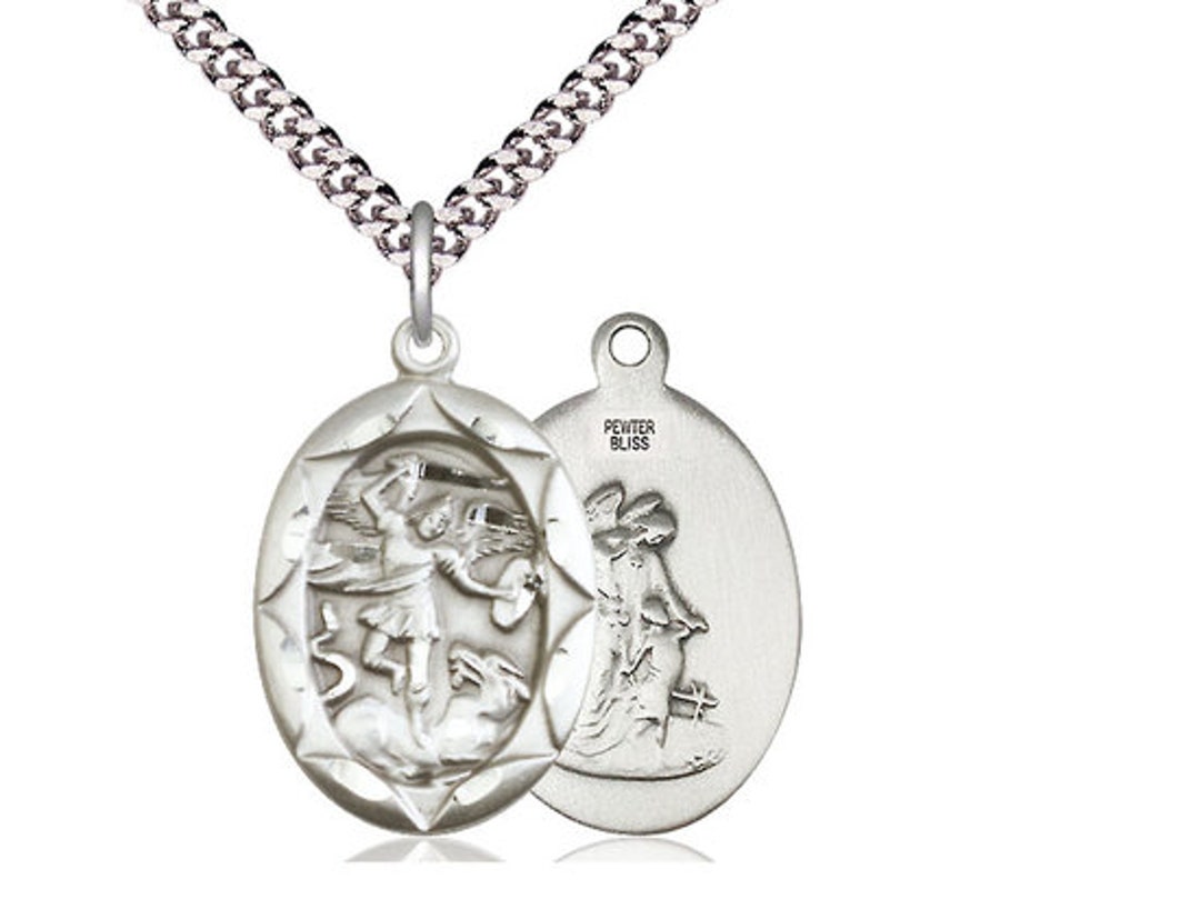St. Michael the Archangel Sterling Silver Pendant on a 24 Inch Light ...