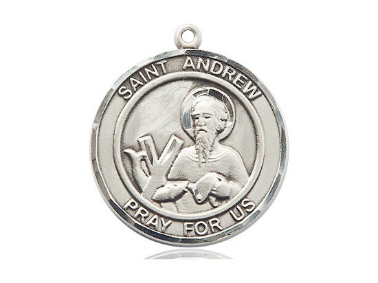 St Andrew the Apostle Sterling Silver Pendant on a 24 Inch Light ...