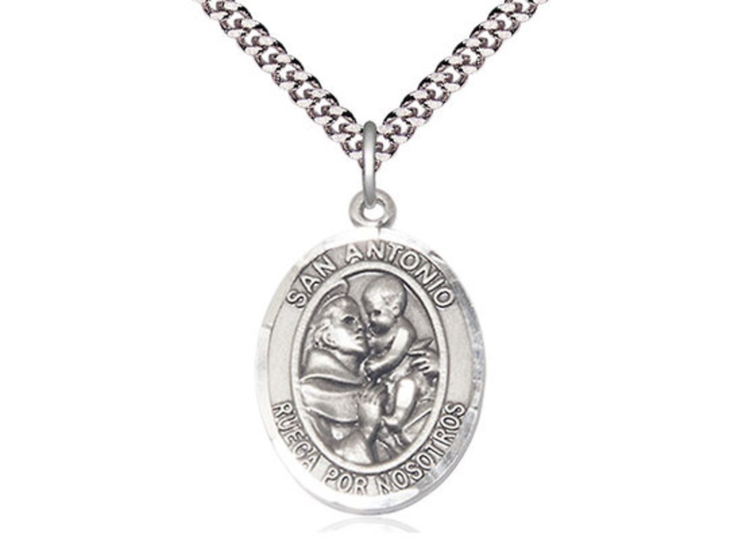 San Antonio Sterling Silver Pendant on a 24 Inch Light Rhodium Heavy ...