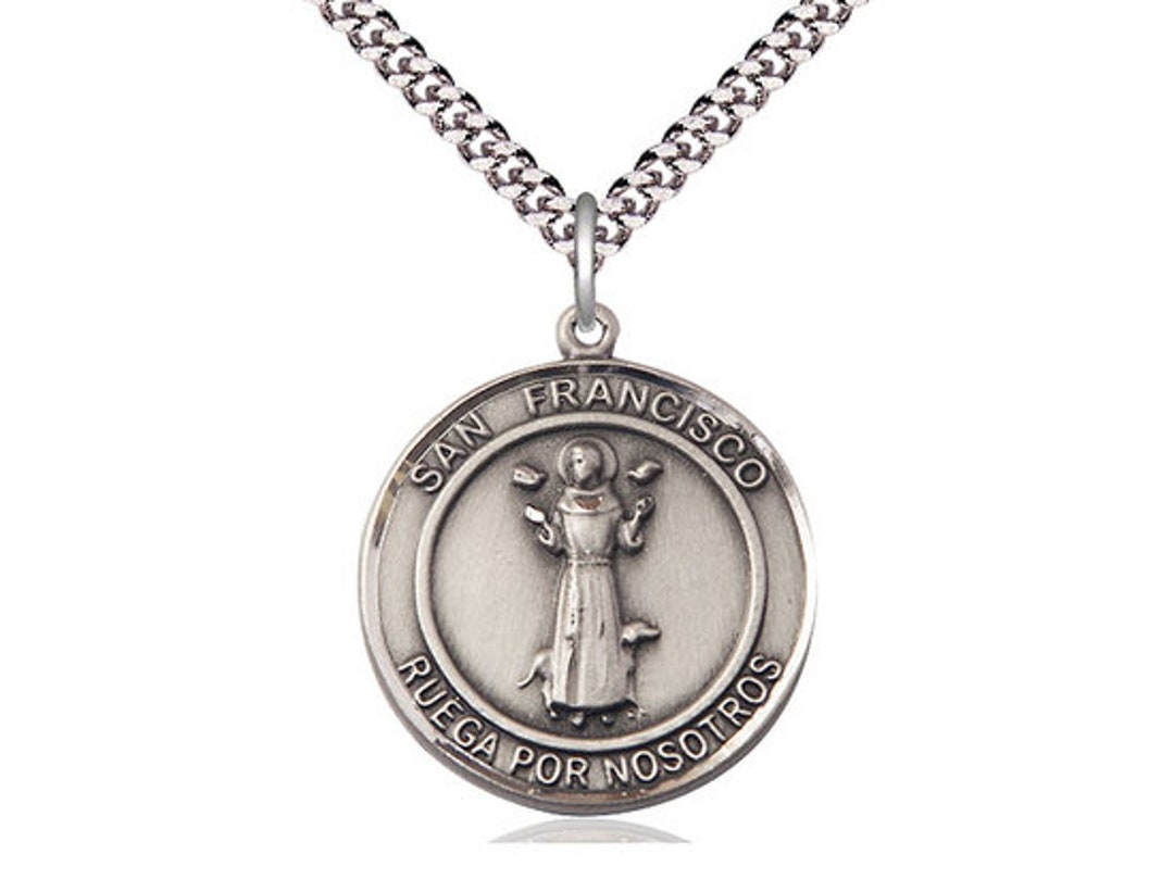 San Francis of Assisi Sterling Silver Pendant on a 24 Inch Light ...