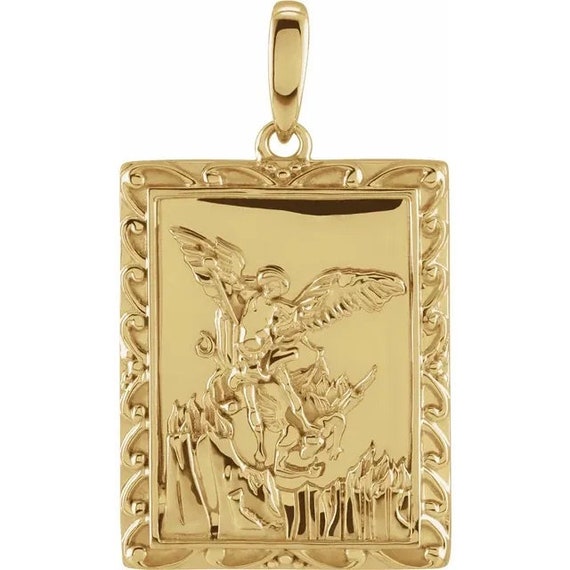 14K Yellow St. Michael Medal 19.8x15.9 Mm Etsy UK