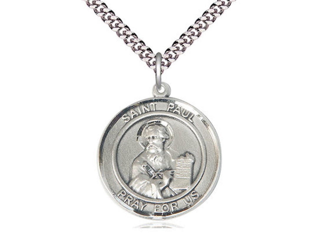 St Paul the Apostle Sterling Silver Pendant on a 24 Inch Light Rhodium ...