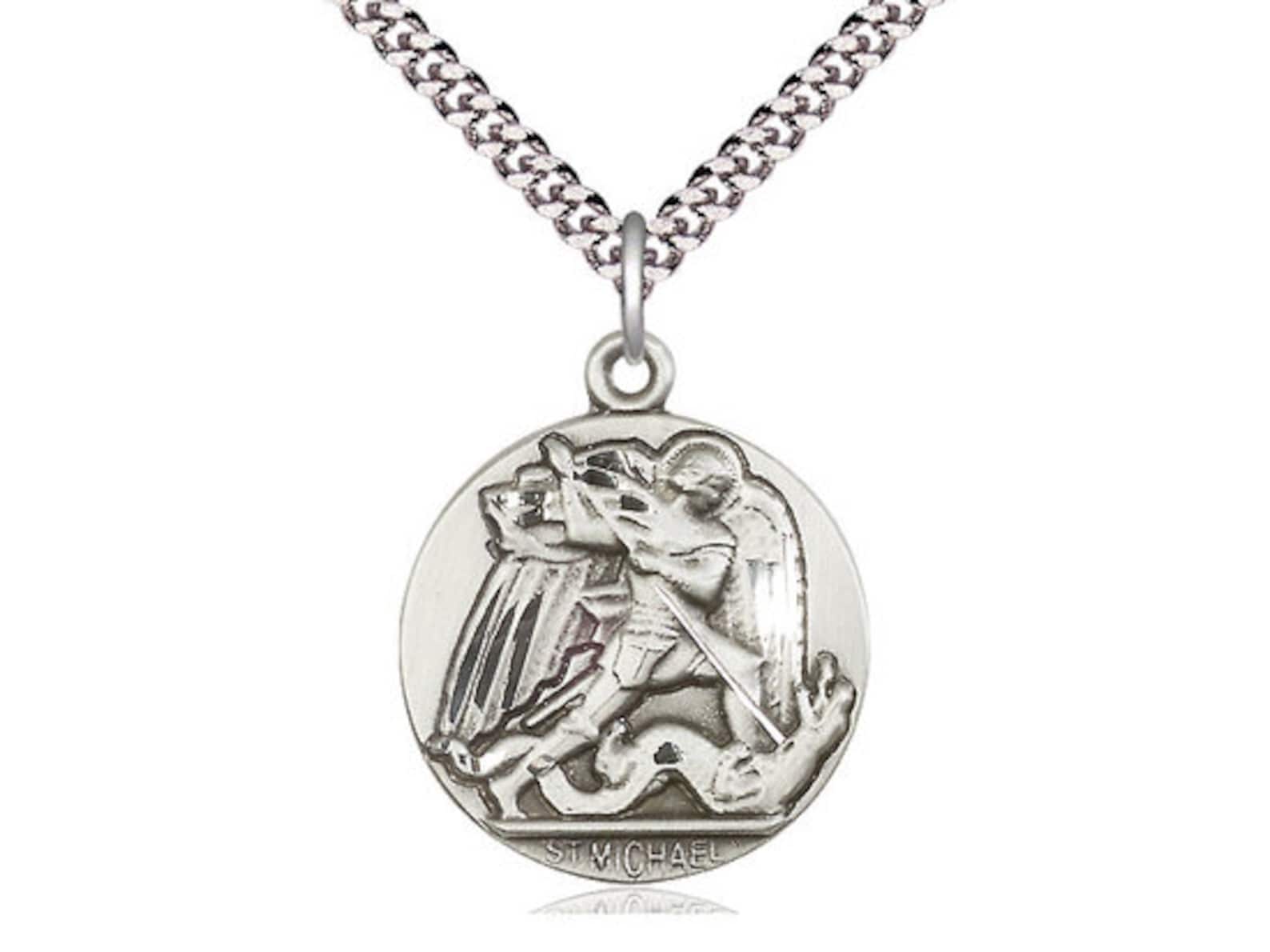 St. Michael the Archangel Sterling Silver Pendant on a 24 Inch Etsy