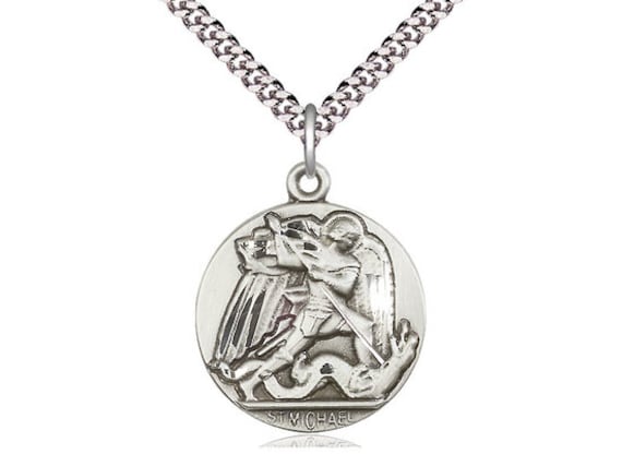 Michael the Archangel Sterling Silver Pendant on a 24 Inch