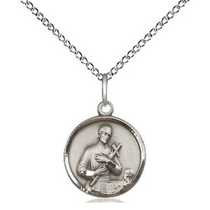 St Gerard Sterling Silver Pendant on a 18 inch Sterling Silver Light Curb Chain