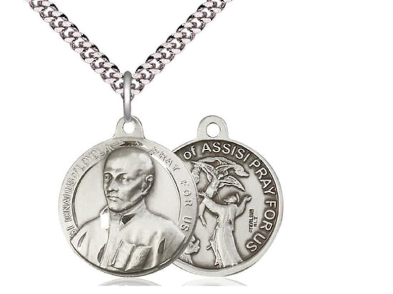 Saint Ignatius / Saint Francis of Assisi Sterling Silver Pendant on a ...