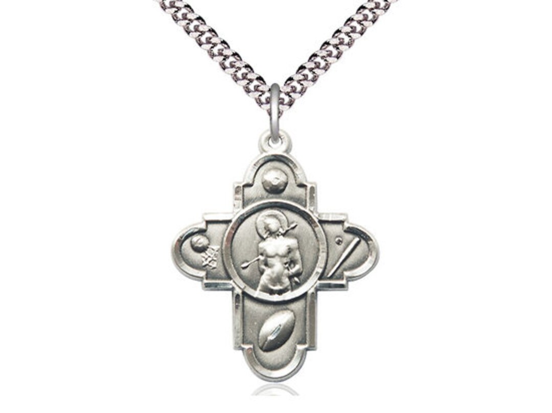 5-way St Sebastian Sports Sterling Silver Pendant on a 24 Inch Light ...