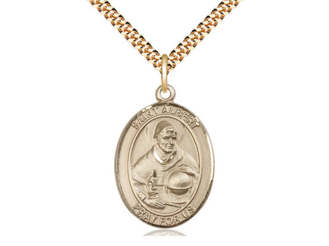 St Albert the Great Pendant on a 24 Inch Gold Plated Heavy Curb Chain ...