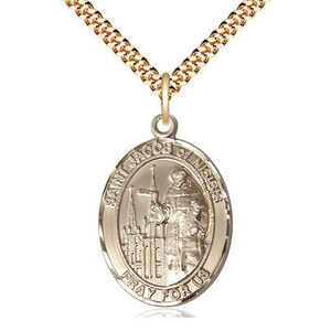 St Jacob of Nisibis  Pendant on a 24 inch Gold Plate Heavy Curb Chain.