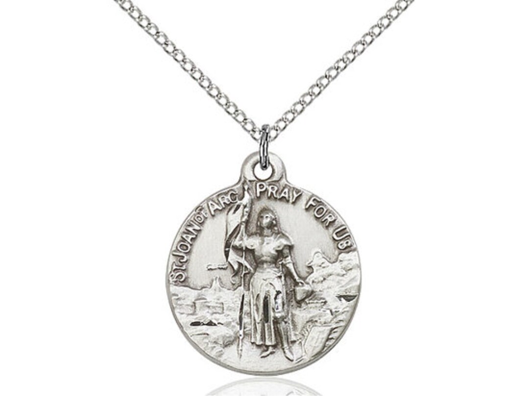 St Joan of Arc Sterling Silver Pendant on a 18 Inch Sterling Silver ...