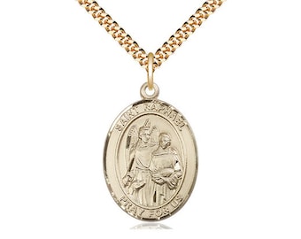 St Raphael the Archangel  Pendant on a 24 inch Gold Plated Heavy Curb Chain.